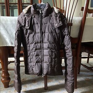 Abercrombie & Fitch Brown Puffer Jacket with High Collar